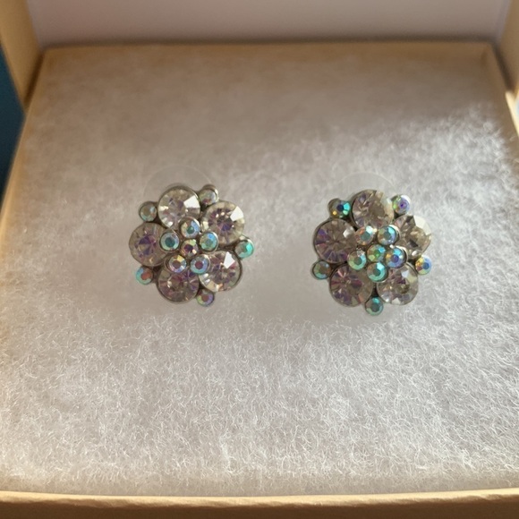 Glass Cluster Crystal Party Cocktail Earrings - Picture 3 of 10